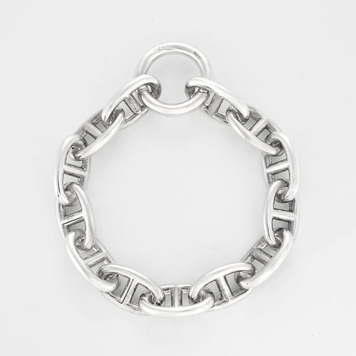 Pendentif Hermès Chaîne d'Ancre - Pendentif rond en argent et cordelière en coton noir 58 Facettes 58FC38
