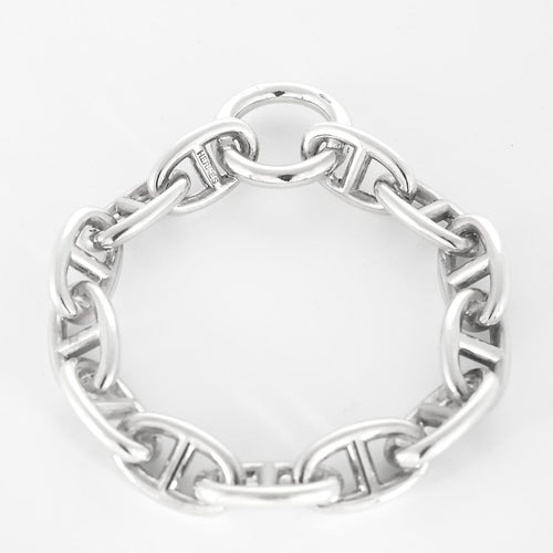 Pendentif Hermès Chaîne d'Ancre - Pendentif rond en argent et cordelière en coton noir 58 Facettes 58FC38