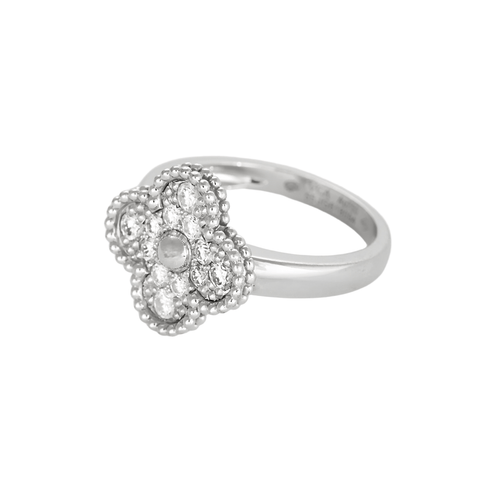 Bague 55 VAN CLEEF & ARPELS - Bague Vintage Alhambra en or blanc et diamants 58 Facettes DV0315-16-DV0882-1