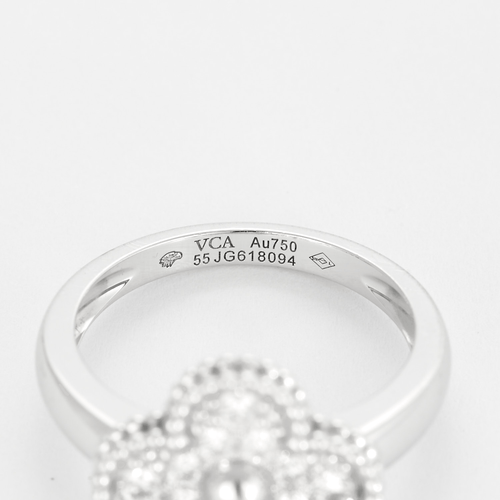 Bague 55 VAN CLEEF & ARPELS - Bague Vintage Alhambra en or blanc et diamants 58 Facettes DV0315-16-DV0882-1