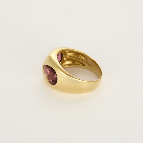Bague 55 HERMES Paris - Vintage - Bague en or jaune et tourmalines roses. 58 Facettes DV26850-1