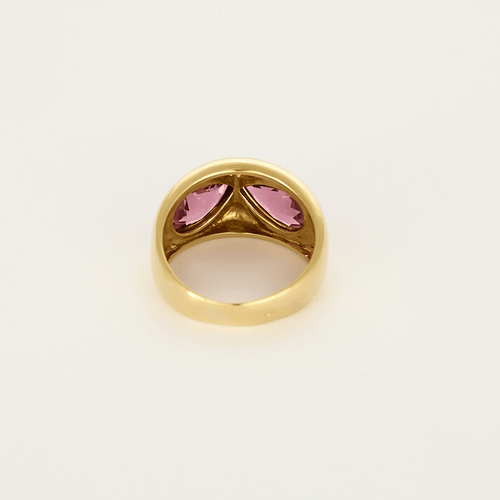 Bague 55 HERMES Paris - Vintage - Bague en or jaune et tourmalines roses. 58 Facettes DV26850-1