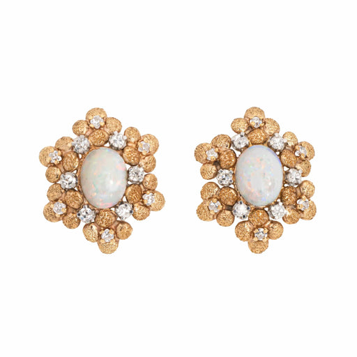 Boucles d'oreilles Boucles d'oreilles Vintage Opale Diamant Années 60 Or Jaune 58 Facettes G13388