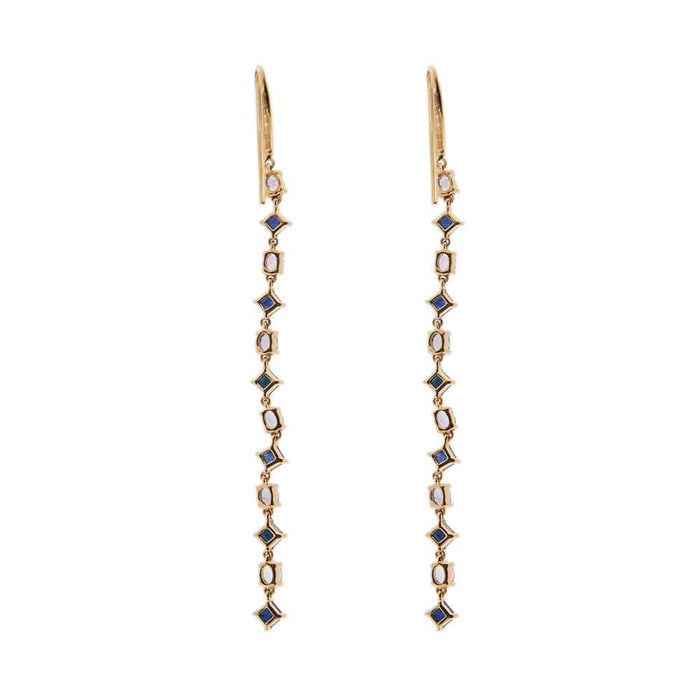 Boucles d'oreilles Boucles d'oreilles pendantes avec diamants, saphirs et tanzanite 58 Facettes 33053