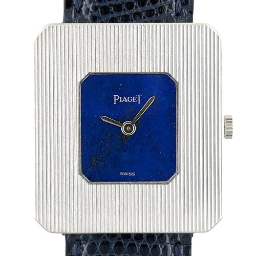 Montre Piaget Protocole 99042 - Montre rectangulaire ultra-plate en or blanc, cadran lapis-lazuli 58 Facettes