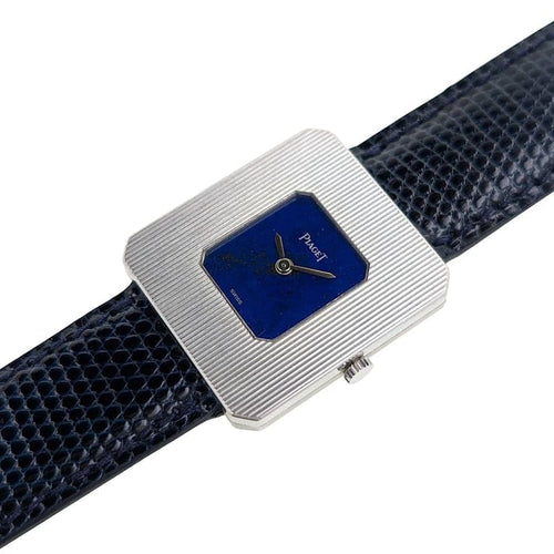 Montre Piaget Protocole 99042 - Montre rectangulaire ultra-plate en or blanc, cadran lapis-lazuli 58 Facettes