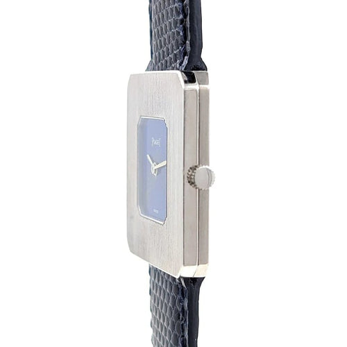 Montre Piaget Protocole 99042 - Montre rectangulaire ultra-plate en or blanc, cadran lapis-lazuli 58 Facettes