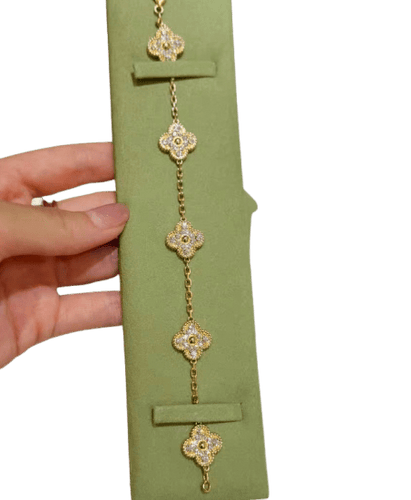 Bracelet Van Cleef & Arpels Vintage Alhambra - Bracelet 5 motifs en or jaune et diamants 58 Facettes Jnci15