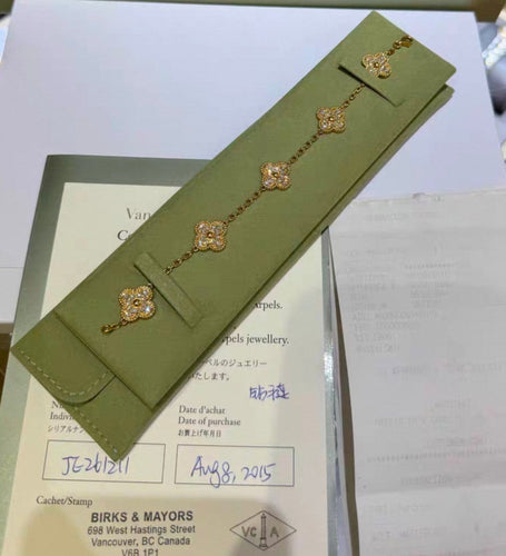 Bracelet Van Cleef & Arpels Vintage Alhambra - Bracelet 5 motifs en or jaune et diamants 58 Facettes Jnci15