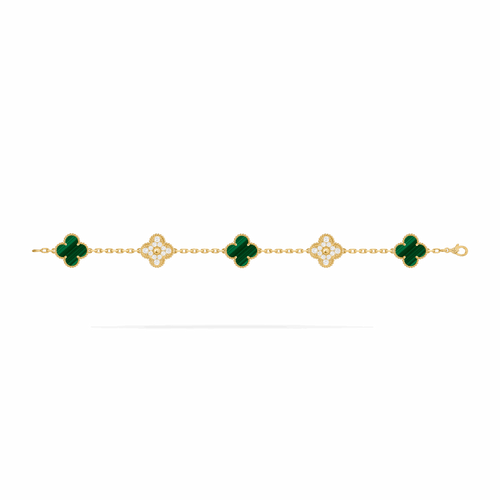 Bracelet Van Cleef & Arpels Alhambra - Bracelet en or jaune 18 K malachite et diamants 58 Facettes 2.19504