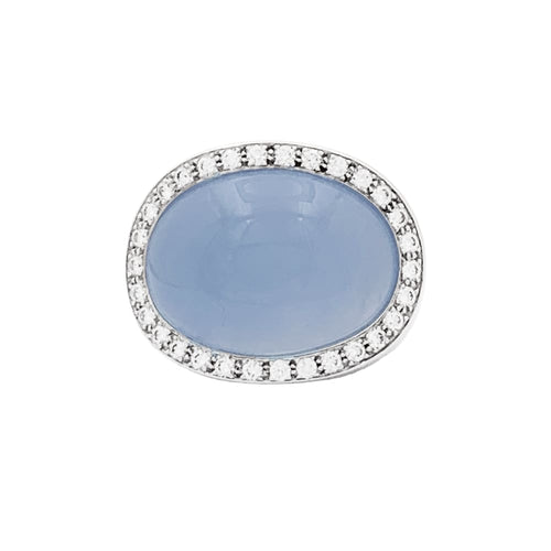 Bague 50 Bague Van Cleef & Arpels or blanc, calcédoine et diamants. 58 Facettes 35263