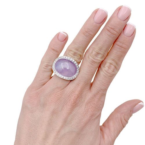 Bague 50 Bague Van Cleef & Arpels or blanc, calcédoine et diamants. 58 Facettes 35263