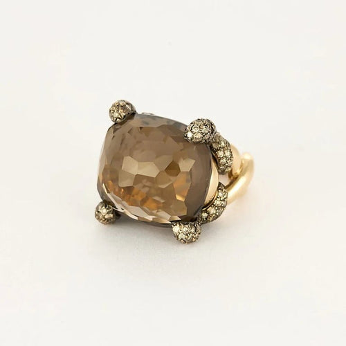 Bague 50 Pomellato - Tango - Bague en or rose 18k, quartz fumé et diamants 58 Facettes 58FC130