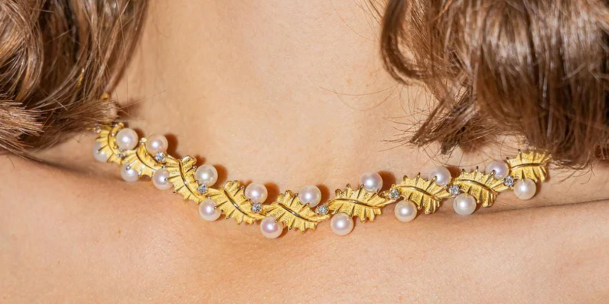 Collier Mi-long Perles En Chute - Style Années 70 Vintage - 60 Cm