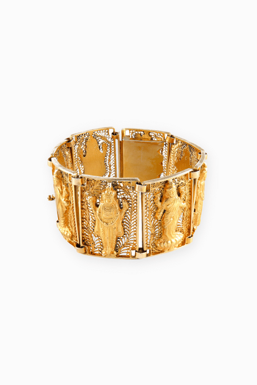 Milanese mesh cuff bracelet, diamonds and citrine