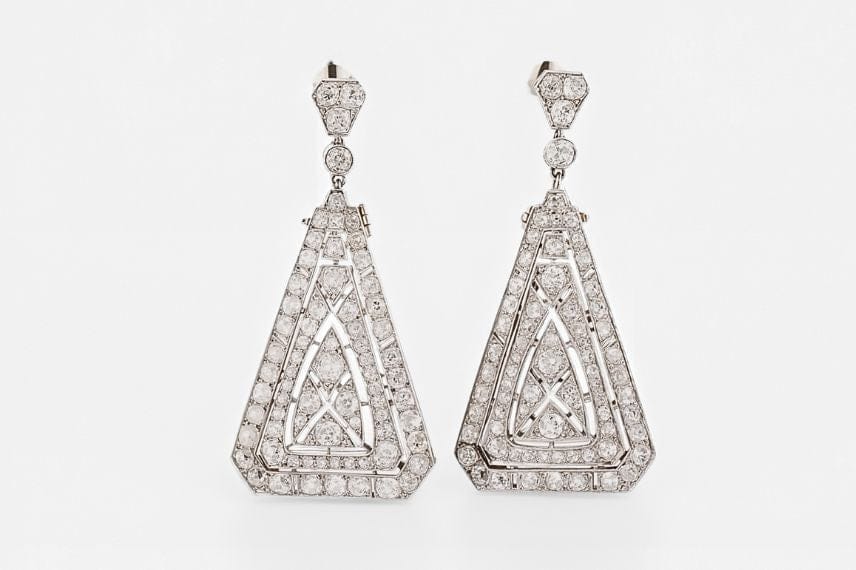 Boucles d'Oreilles Françaises Vintage En Or Avec Diamants