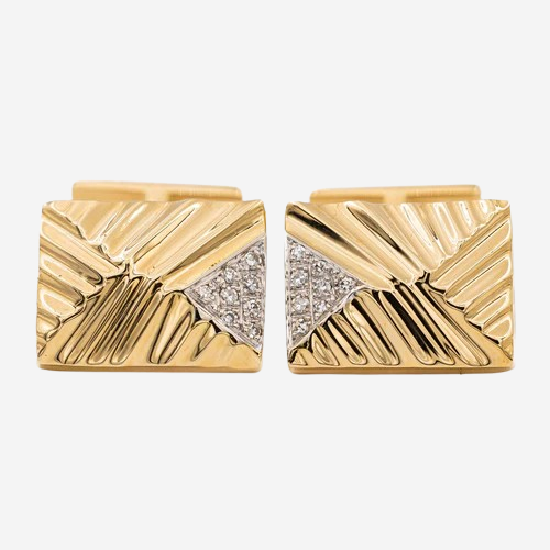 Boutons De Manchette Vintage Larter - Platine 14K, Nacre (M.O.P.), Diamants, Occasion