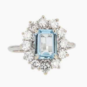 Bague marguerite Aigue Marine