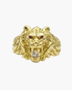 Bague tête de lion or