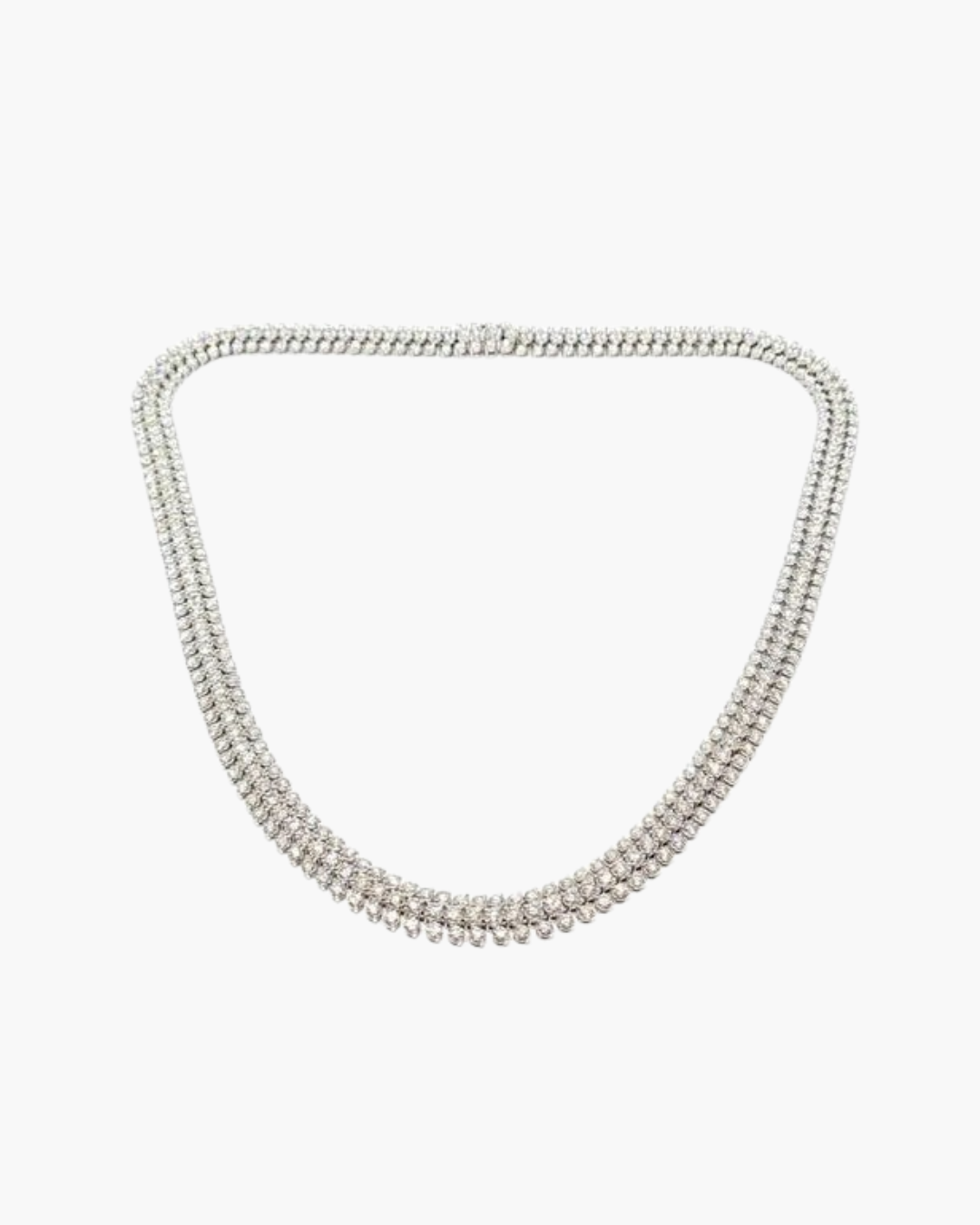 Collier Vintage Rivière De Cristaux Couleur Argent - Bijou Ancien Diamant, Superbe état