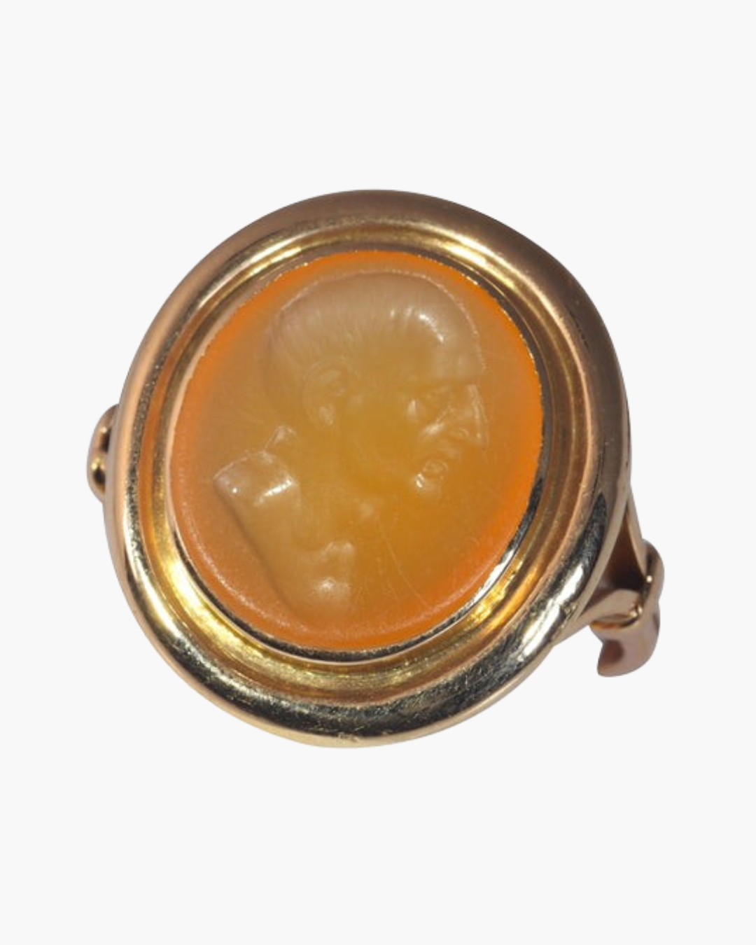 Bague Intaille Vintage En Or 14 Carats - Motif Pêcheur (camée/intaille) - Taille 54 - Occasion