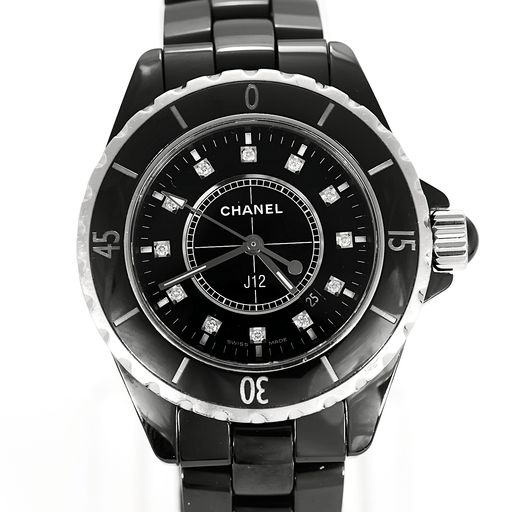 CHANEL - J12 - Montre en acier à boitier rond à mouvement quartz 58 Facettes DV26878-2