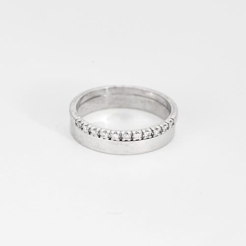 56 Bague demi-alliance en or blanc et diamants 58 Facettes DV9986-5-56-3