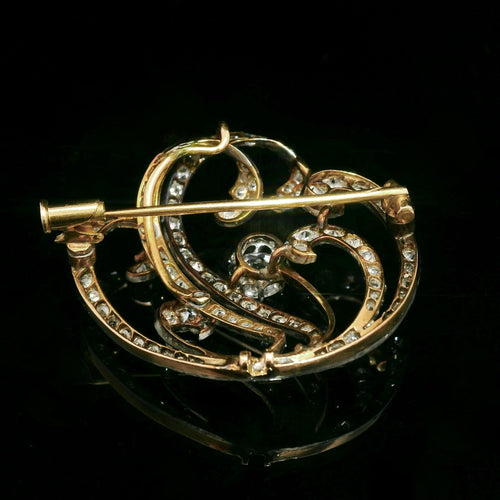 Broche Broche Art nouveau en or jaune 18k et argent et diamants 58 Facettes 1