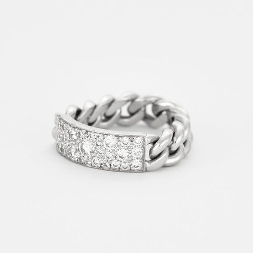 Bague 51 DIOR - Bague  "Gourmette", or gris et diamants. 58 Facettes DV3487-1