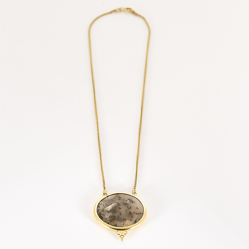 Collier Collier en or jaune et agate mousse 58 Facettes DV24577-7