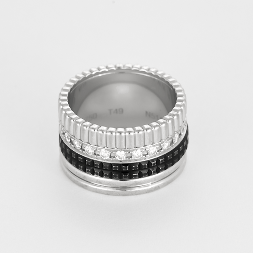 Bague 49 Bague Boucheron Quatre Black Edition grand modèle en or blanc, diamants et PVD noir. 58 Facettes DV27634-1