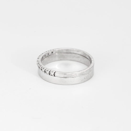 56 Bague demi-alliance en or blanc et diamants 58 Facettes DV9986-5-56-3