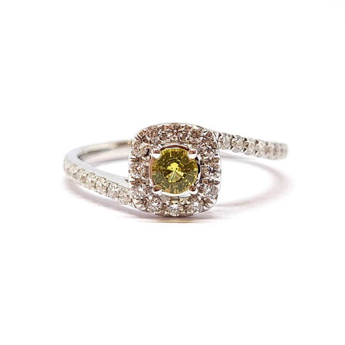 Bague 53 Bague saphir jaune diamants or blanc 58 Facettes
