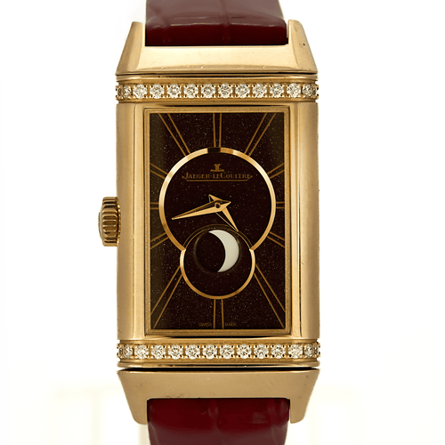 Montre Jaeger Lecoultre - Reverso Duetto Moon - Montre de dame en or rose et diamants 58 Facettes DV25096-1