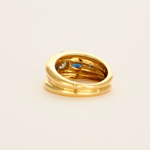 Bague 55 Bague en or jaune, saphir et diamants 58 Facettes DV5140-3-DV0882-1