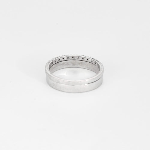 56 Bague demi-alliance en or blanc et diamants 58 Facettes DV9986-5-56-3