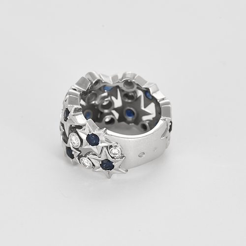 Bague 52 FRED - Haute Joaillerie - Shine-  Bague en or gris diamants et saphirs 58 Facettes DV22876-5