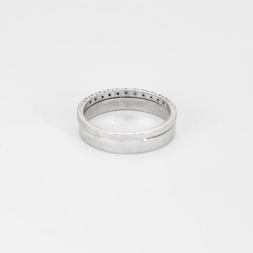 56 Bague demi-alliance en or blanc et diamants 58 Facettes DV9986-5-56-3