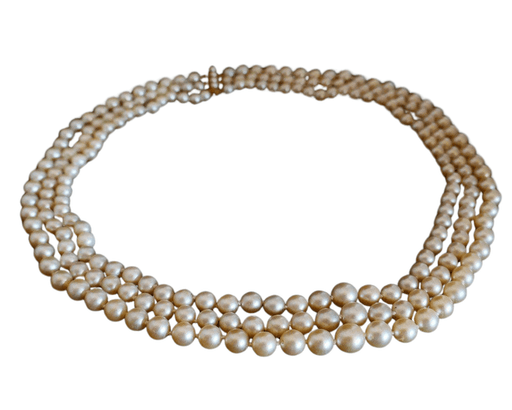 Collier Collier De Perles De Culture 3 Rangs, Fermoir Perles 58 Facettes