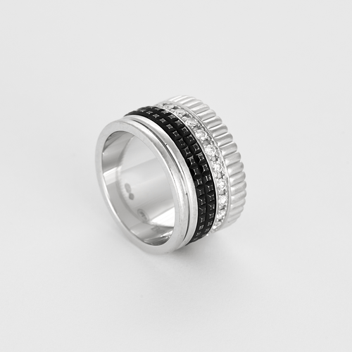 Bague 49 Bague Boucheron Quatre Black Edition grand modèle en or blanc, diamants et PVD noir. 58 Facettes DV27634-1