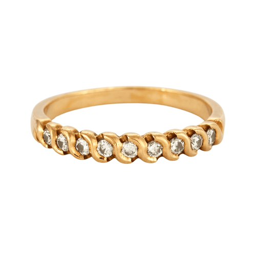 Bague 56 Alliance demi-tour or jaune et diamants 58 Facettes DV0599-1