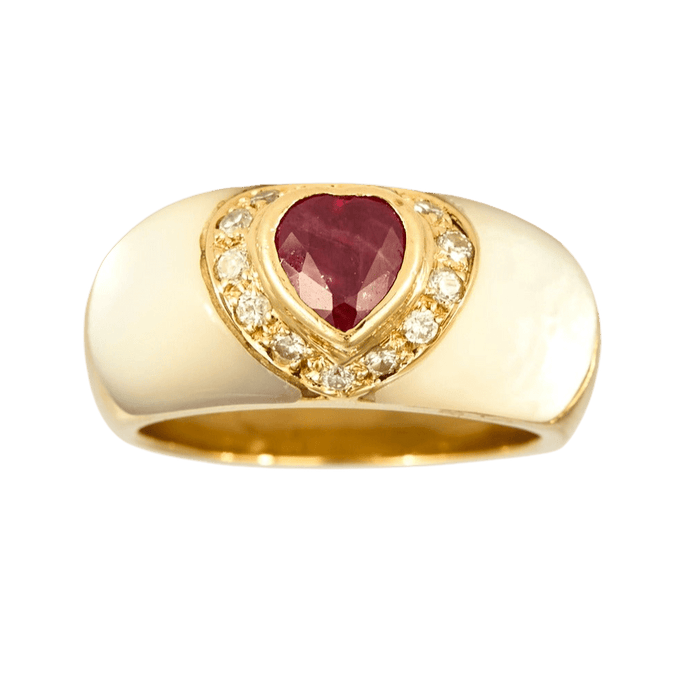 Bague 51 Bague  en or jaune, nacre et rubis 58 Facettes DV7949-1-51-2