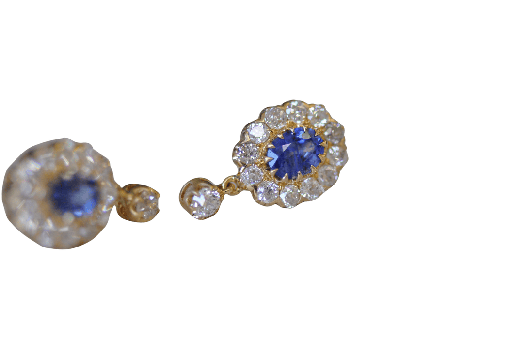 Boucles d'oreilles boucles d'oreilles antiques en saphir bleu 58 Facettes