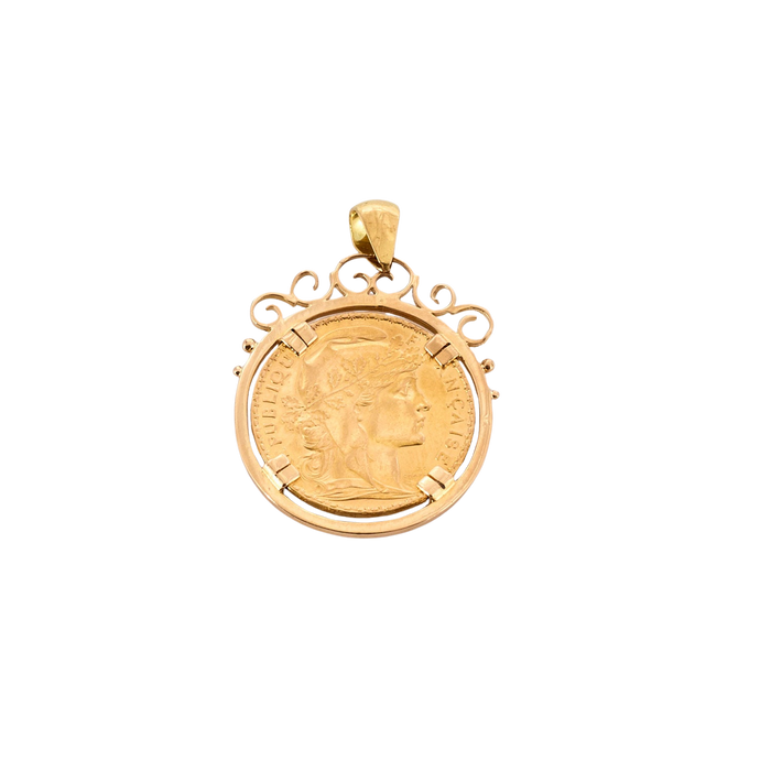 Pendentif pièce de 20 franc or jaune et rose