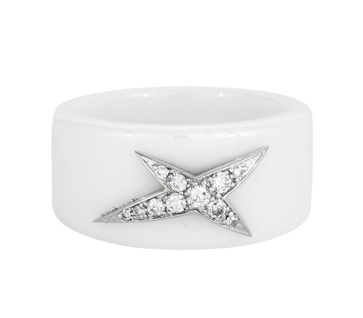 Bague 53 MAUBOUSSIN - Etoile d'ange.  Bague céramique blanche or blanc et diamants 58 Facettes DV0630-1