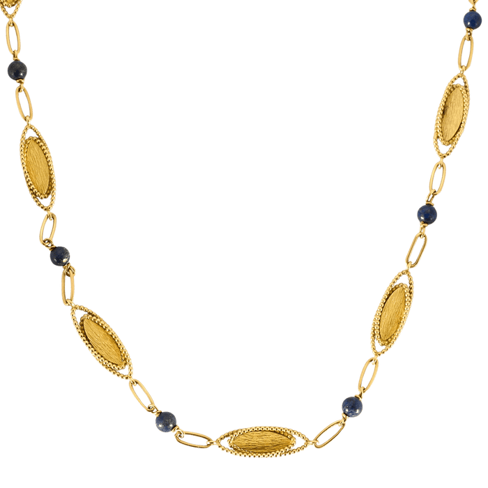 Collier Sautoir or jaune et lapis lazuli 58 Facettes