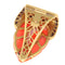 Broche Broche Art déco belge en or jaune 18 ct, corail et onyx 58 Facettes 10015-4334