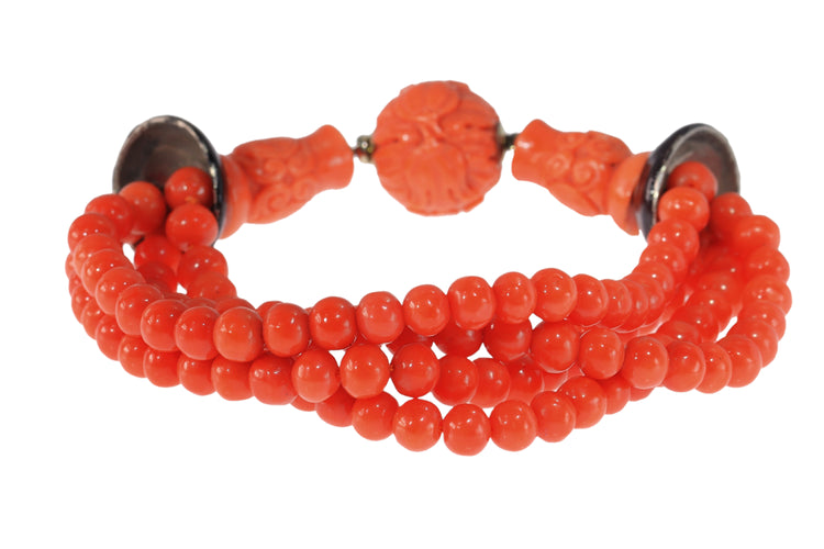 Bracelet Bracelet Art déco vers 1920 en or blanc 18K, corail et émail noir 58 Facettes 10015-4360
