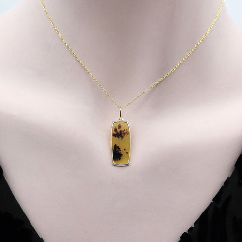Pendentif Pendentif en agate paysage en or 14 carats 58 Facettes