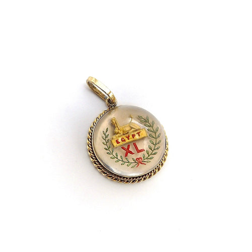 Pendentif Pendentif victorien Essex crystal sphinx en or jaune 14K 58 Facettes